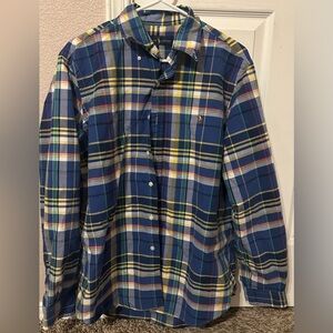 Ralph Lauren Shirt Men’s Large Blue Plaid Long Sleeve Button Down Casual